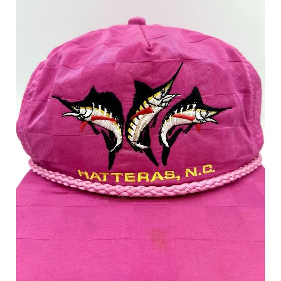 Vintage Satin Cape Hatteras North Carolina Strap Hat Cap Swordfish USA - Picture 2 of 9